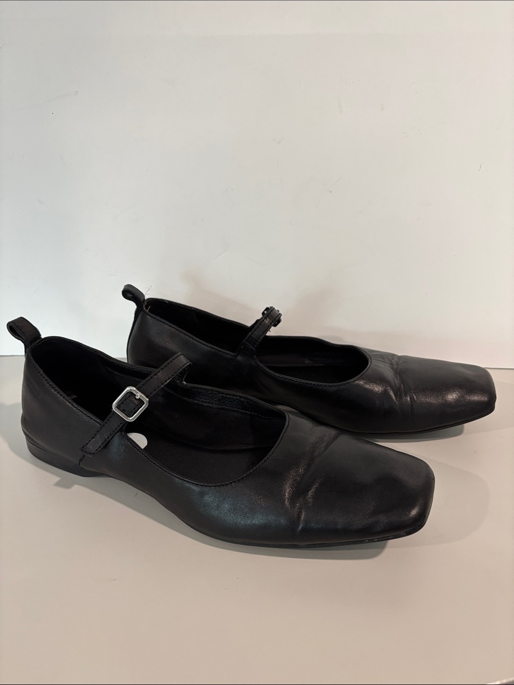 Vagabond Delia Black Leather Mary Jane Ballet Flats EU 38 Square Toe - Picture 3 of 16